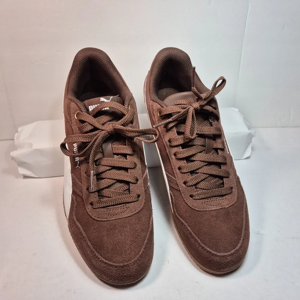 PUMA Women's Bella Donna SD Brown/White Suede Low Top Lace Sneaker 8.5